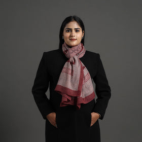 Maroon - bagh hand printed merino woollen stole 42