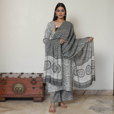 Batik Kurta with Palazzo & Dupatta Set