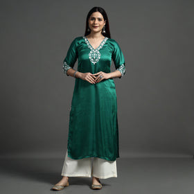  Navy Blue Modal Silk Hand Embroidered Long Kurta 