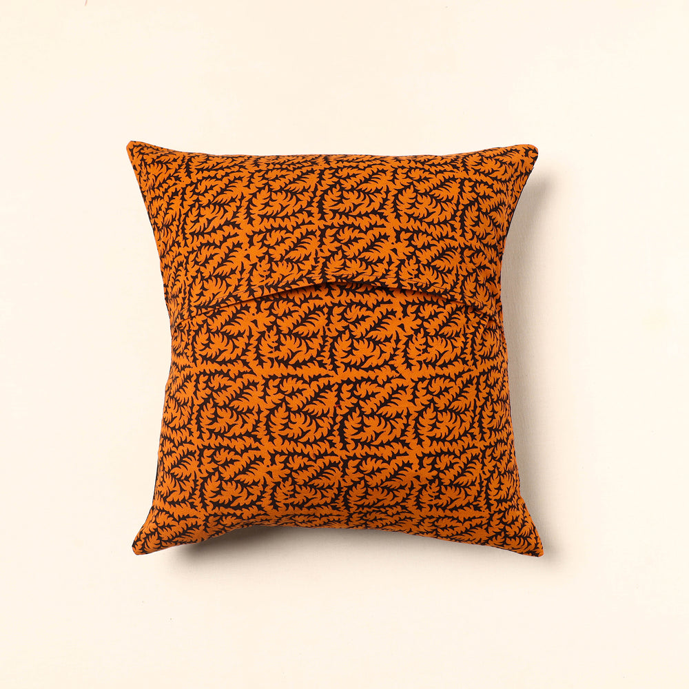 Orange - Bagh Block Printed Cotton Cushion Cover (16 x 16 in) 18