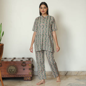 Multicolor - Sanganeri Block Printed Cotton Night Suit Set 06