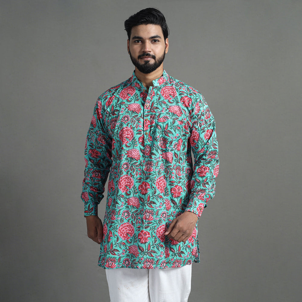 Block Print Cotton Sanganeri Kurta for Men (Short) 02