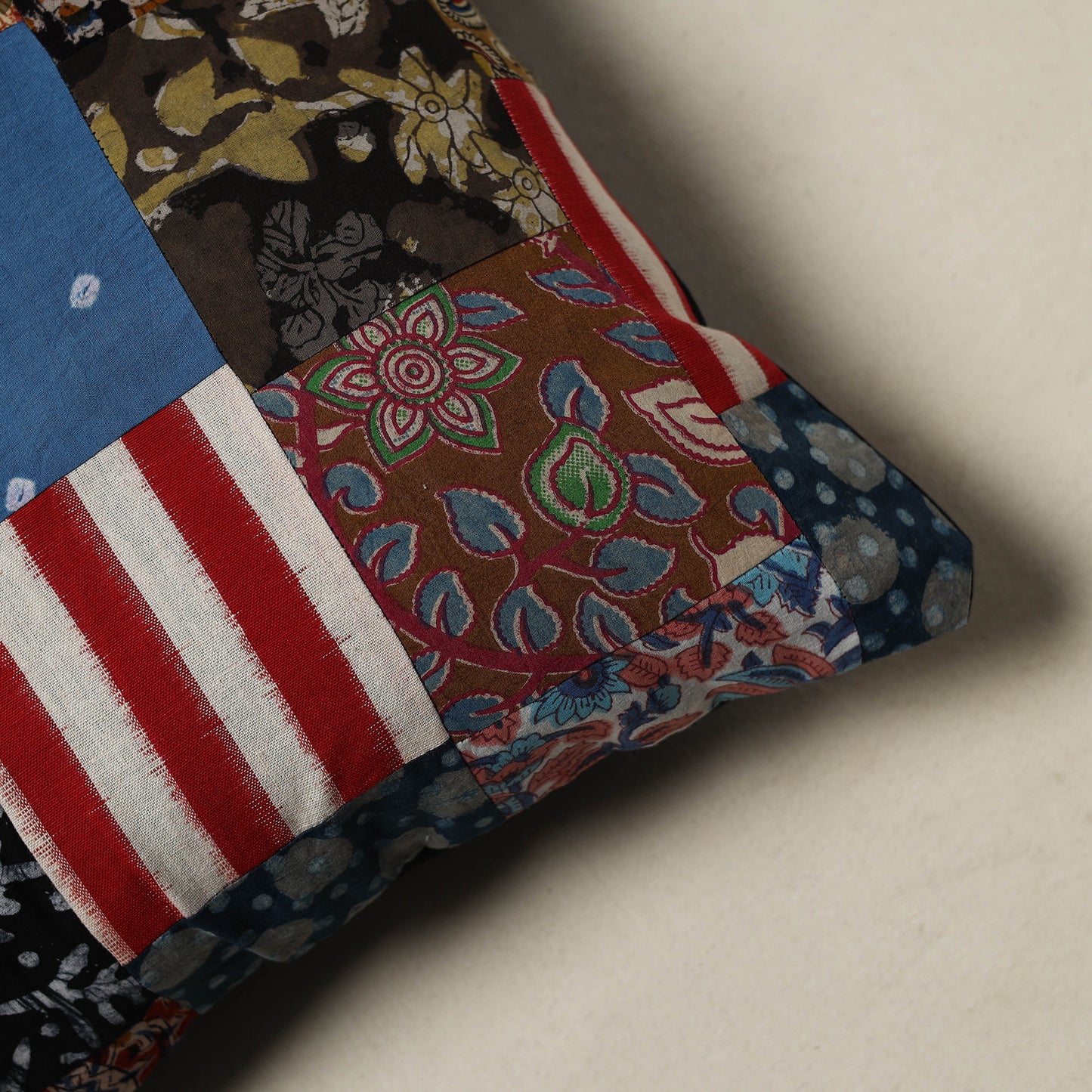 Handcrafted Patchwork Cushion Cover (16 x 16 in) 29