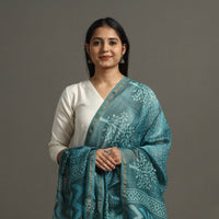 Green - Block Printed Chanderi Silk Bagru Dupatta 08