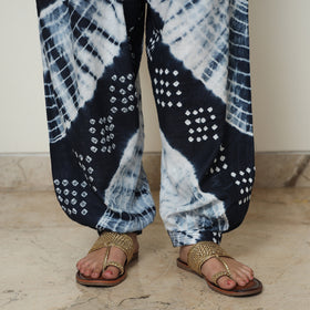 Blue - Bandhani Tie-Dye Cotton Kurta with Afghani Salwar & Dupatta Set 04