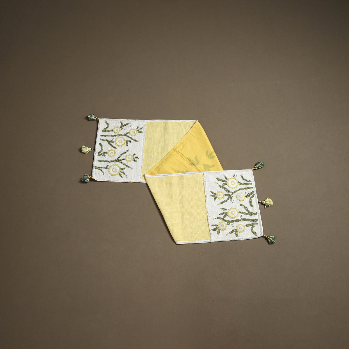 Yellow - Tribal Hand Embroidered Table Runner by Kamli 03