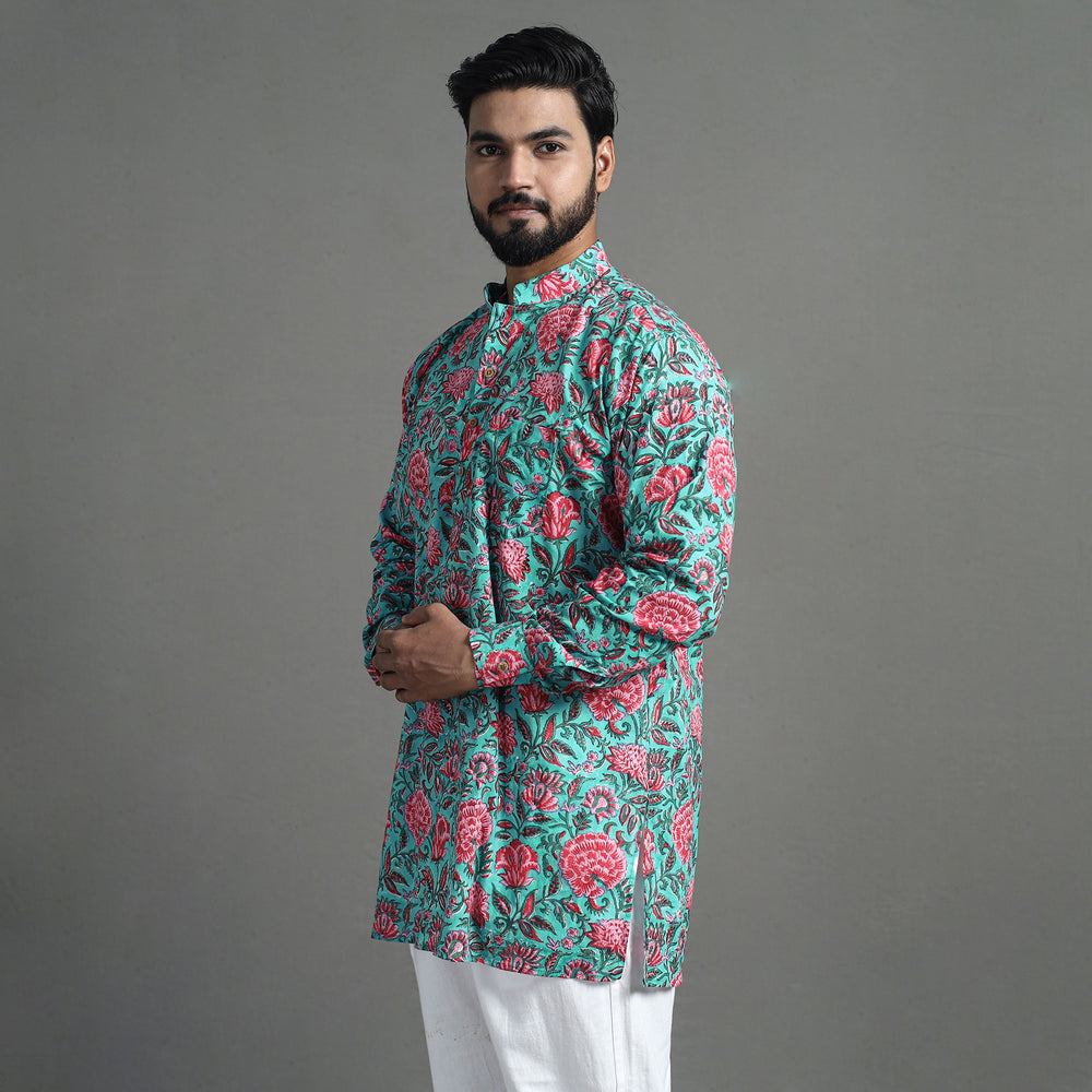 Block Print Cotton Sanganeri Kurta for Men (Short) 02