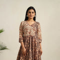 Buy Black Pedana Block Print Cotton Flared Kalamkari Dress