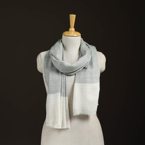 Grey - Plain Daimond Weave Fine Wool Stole for Women 69