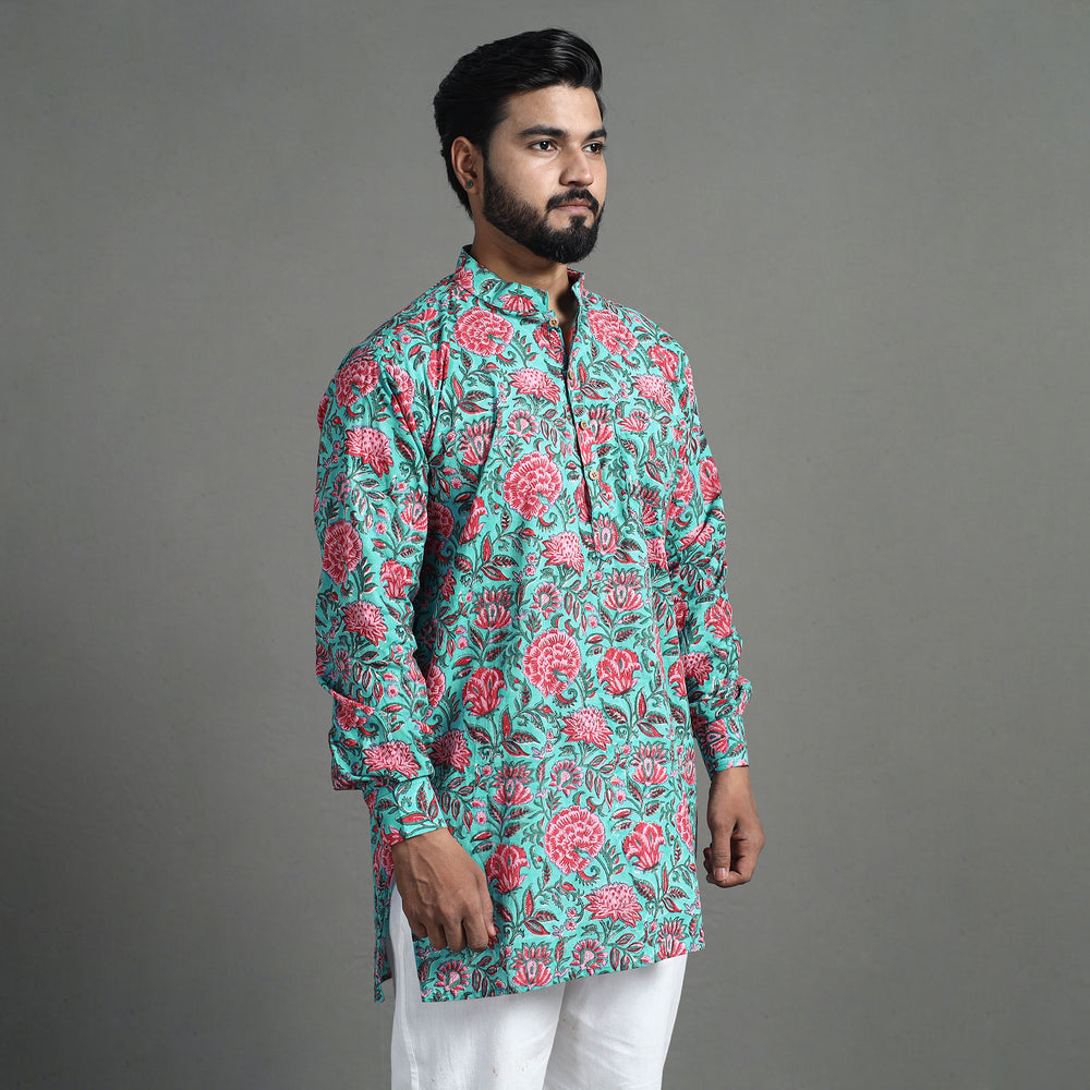 Block Print Cotton Sanganeri Kurta for Men (Short) 02