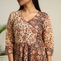 Pedana Block Print Cotton Flared Kalamkari Dress 01