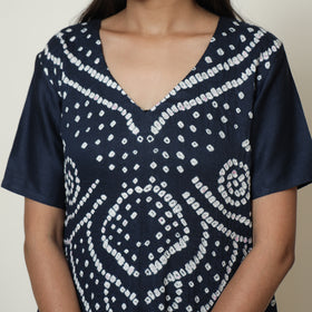 Blue - Bandhani Tie-Dye Cotton Kurta with Afghani Salwar & Dupatta Set 04