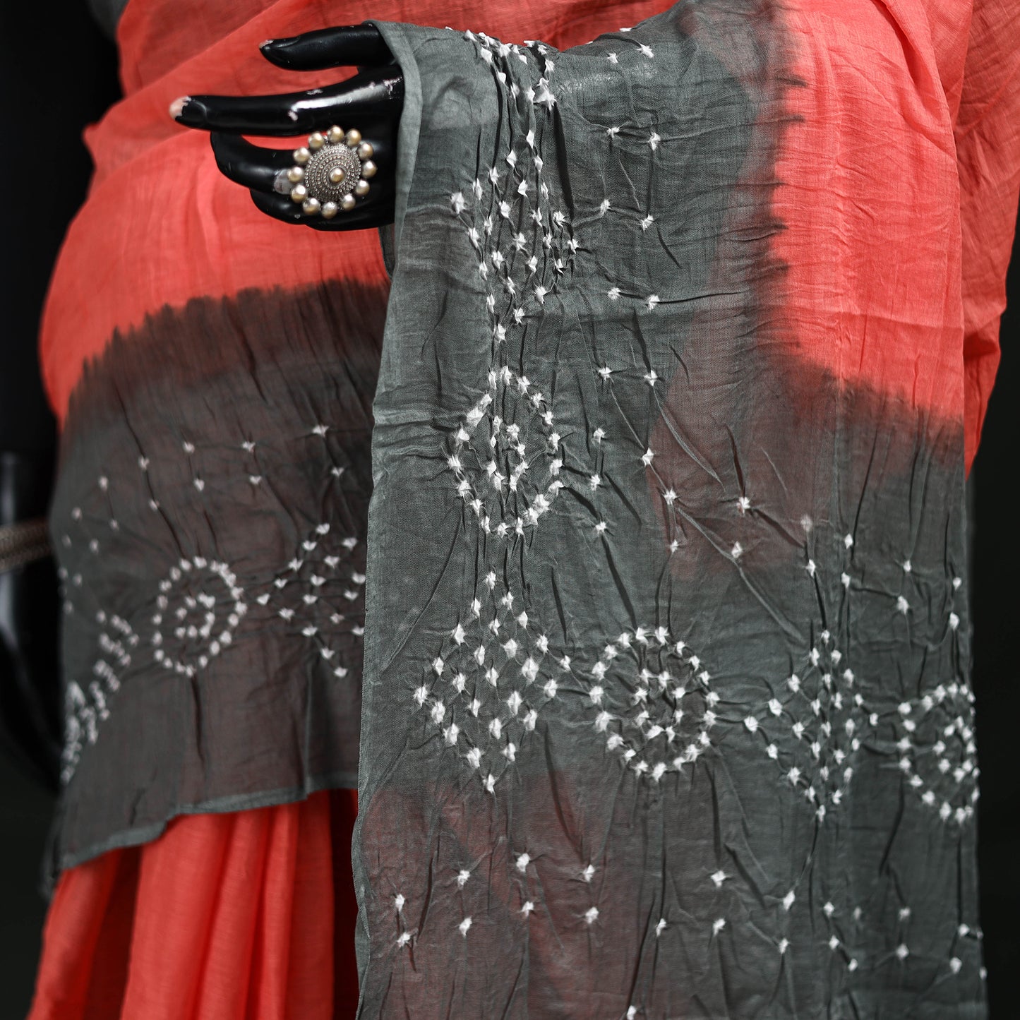 Kutch Bandhani Tie-Dye Cotton Saree 09