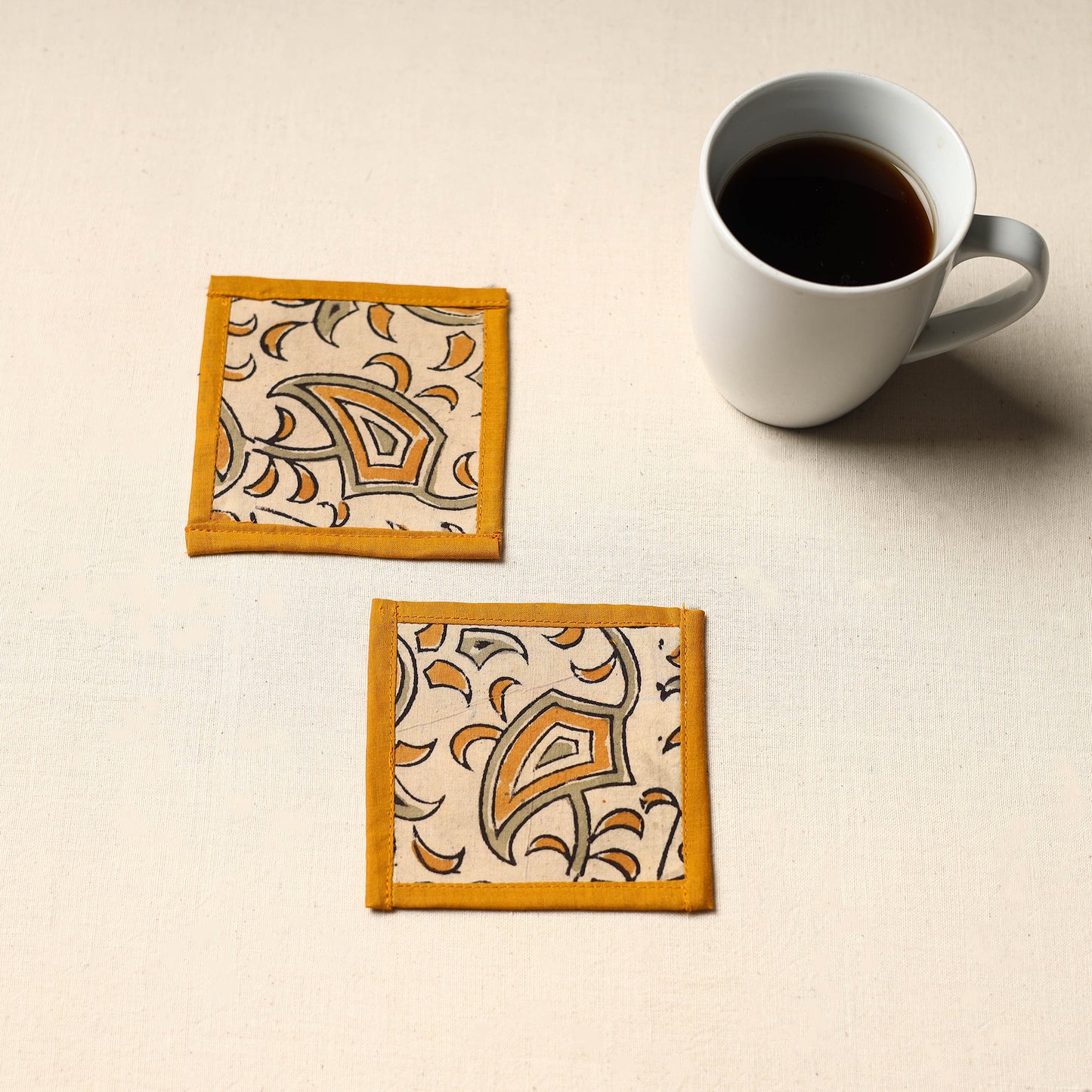 Beige Handmade Cotton Coasters (Set of 2)