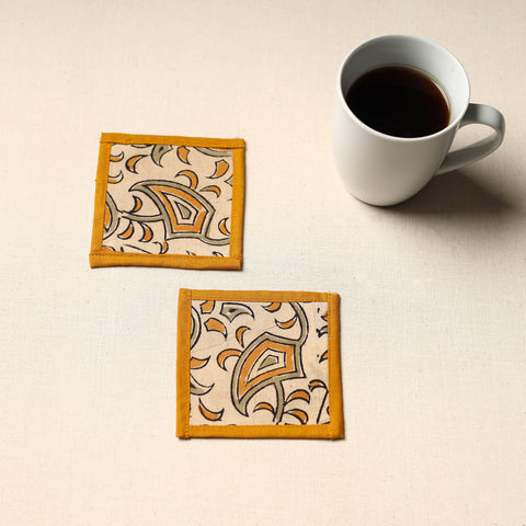Beige Handmade Cotton Coasters (Set of 2)