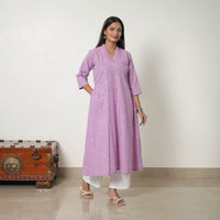 Purple - Pure Cotton Straight Jacquard Kurta 05