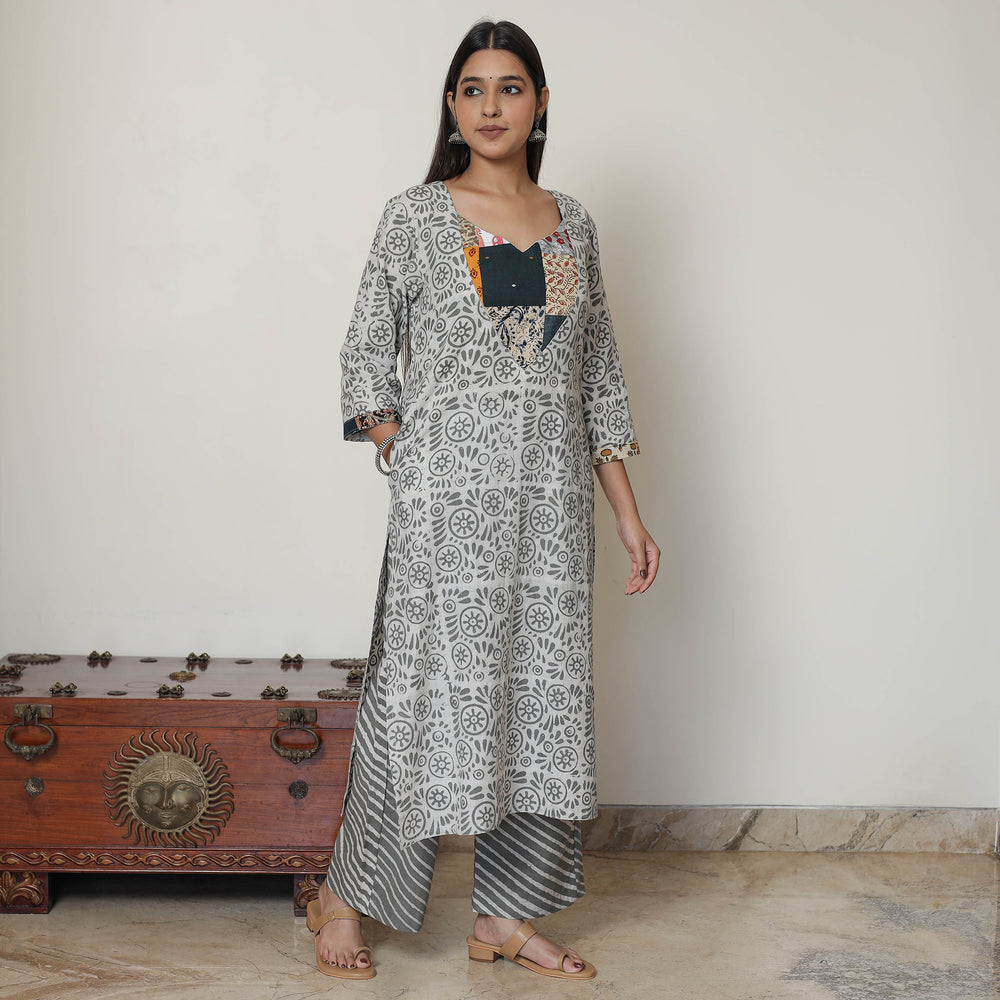 Batik Kurta with Palazzo & Dupatta Set