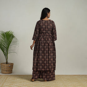 Buy Flared Cotton Block Print Kalamkari Kurta Set