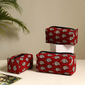  Red Handmade Cotton Toiletry Bags (Set of 3)