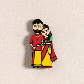 South Indian Couple Handpainted Fridge Magnet 34