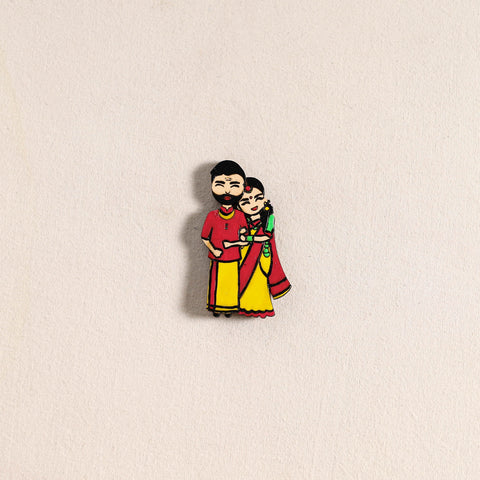 South Indian Couple Handpainted Fridge Magnet 34