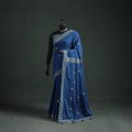 Tagai & Mirror Embroidered Ajrakh Patchwork Pure Mul Cotton Saree with Blouse Piece 15