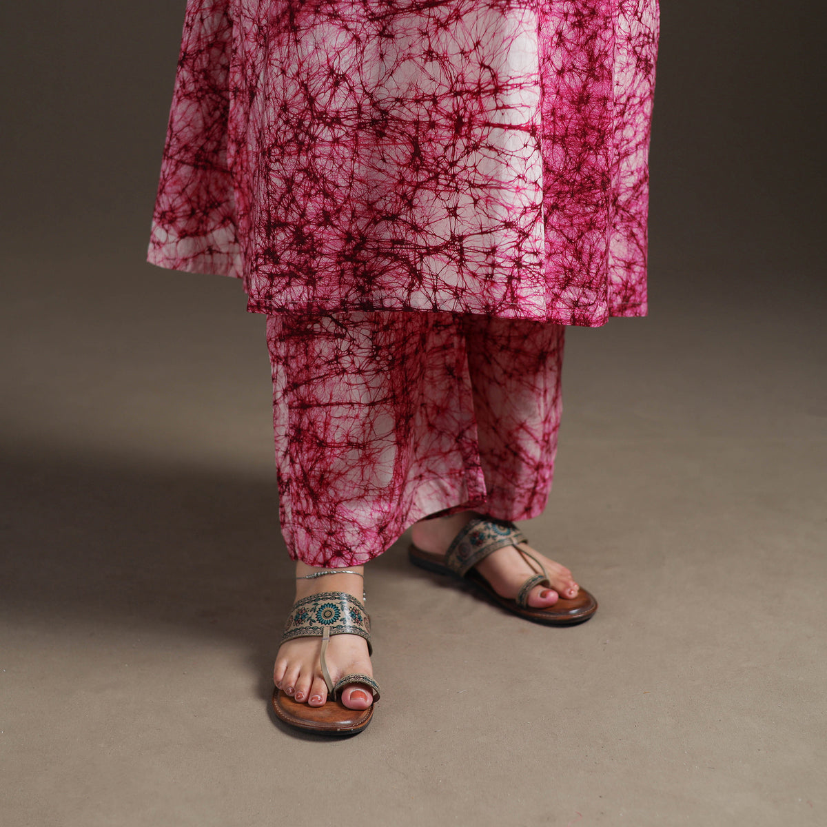 Hand Batik Print Cotton Straight Kurta with Palazzo Set for women 20
