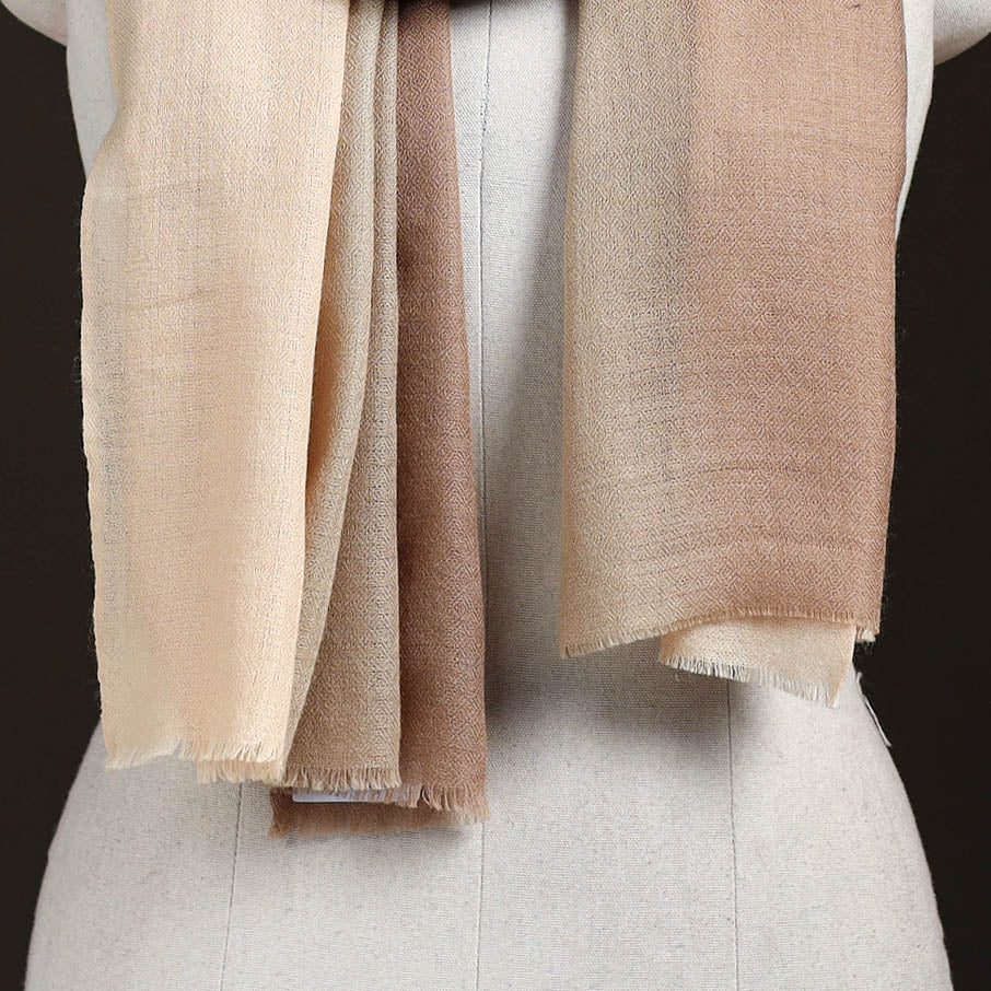 Brown - Two Shaded Diamond Weave Fine Wool Stole for Women 73