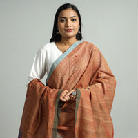 Orange - Godavari Jamdani Buti Handloom Handspun Cotton Dupatta with Tassels 02