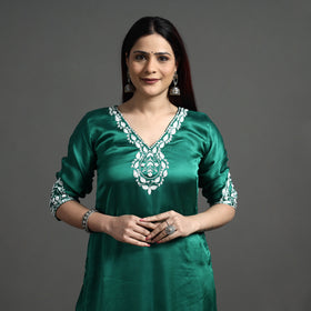  Navy Blue Modal Silk Hand Embroidered Long Kurta 