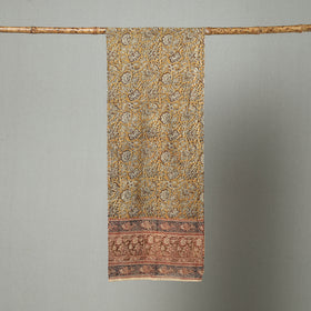 Yellow Pedana Block Print Natural Dyed Cotton Kalamkari Stole
