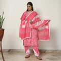 Pink - Bandhani Tie-Dye Cotton Kurta with Afghani Salwar & Dupatta Set 05