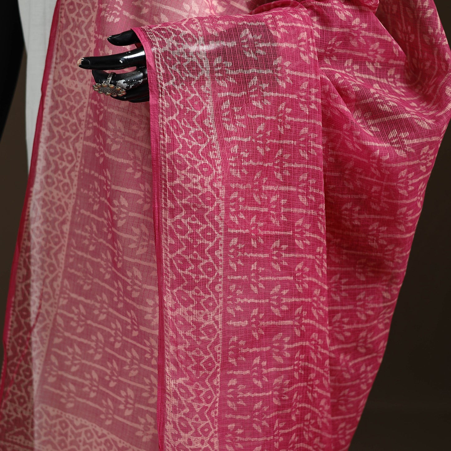 Bagru Hand Block Print Natural Dyed Kota Doria Cotton Dupatta 03