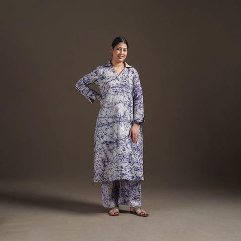 Hand Batik Print Cotton Straight Kurta with Palazzo Set for women 18