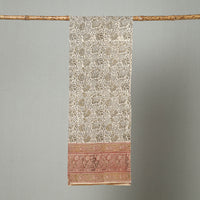 Beige - Pedana Block Print Natural Dyed Cotton Kalamkari Stole 16