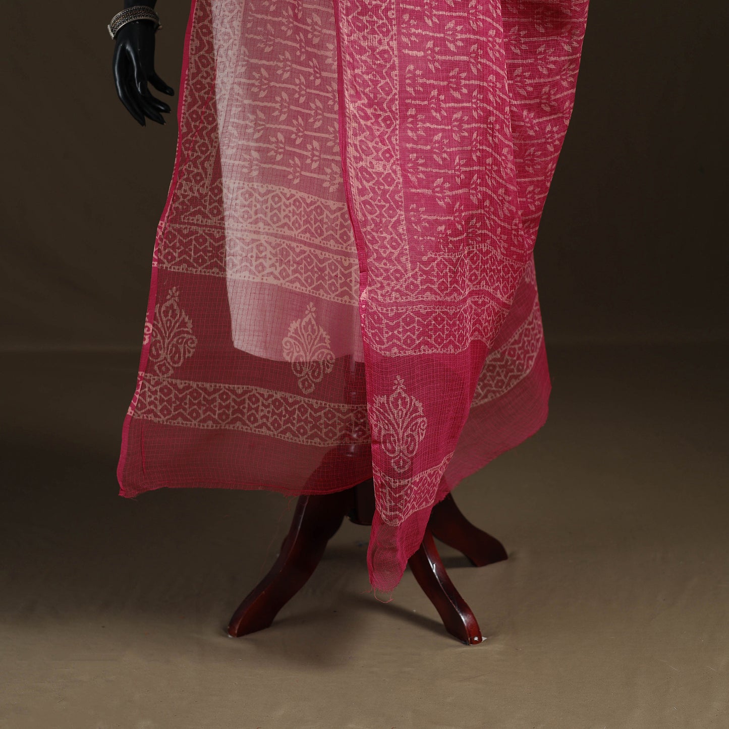 Bagru Hand Block Print Natural Dyed Kota Doria Cotton Dupatta 03