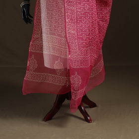 Bagru Hand Block Print Natural Dyed Kota Doria Cotton Dupatta 03