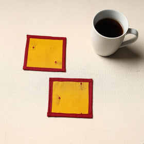 Yellow Handmade Cotton Coasters (Set of 2)