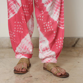 Pink - Bandhani Tie-Dye Cotton Kurta with Afghani Salwar & Dupatta Set 05