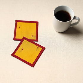 Yellow Handmade Cotton Coasters (Set of 2)