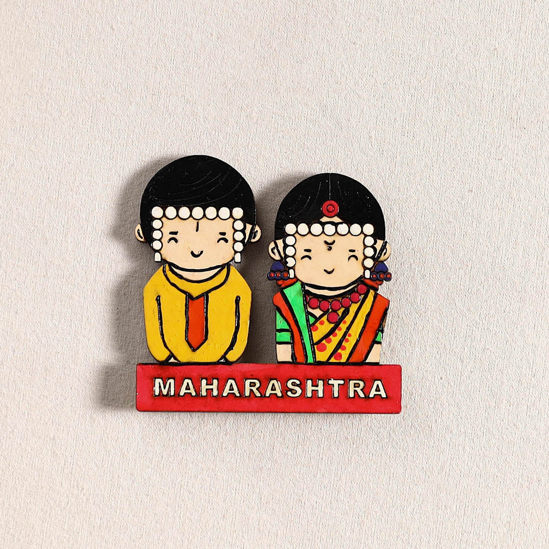 Maharashtrian Couple Handpainted Fridge Magnet 31