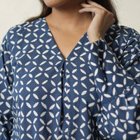 Blue - Indigo Hand Block Printed Cotton Co-Ord Set 07