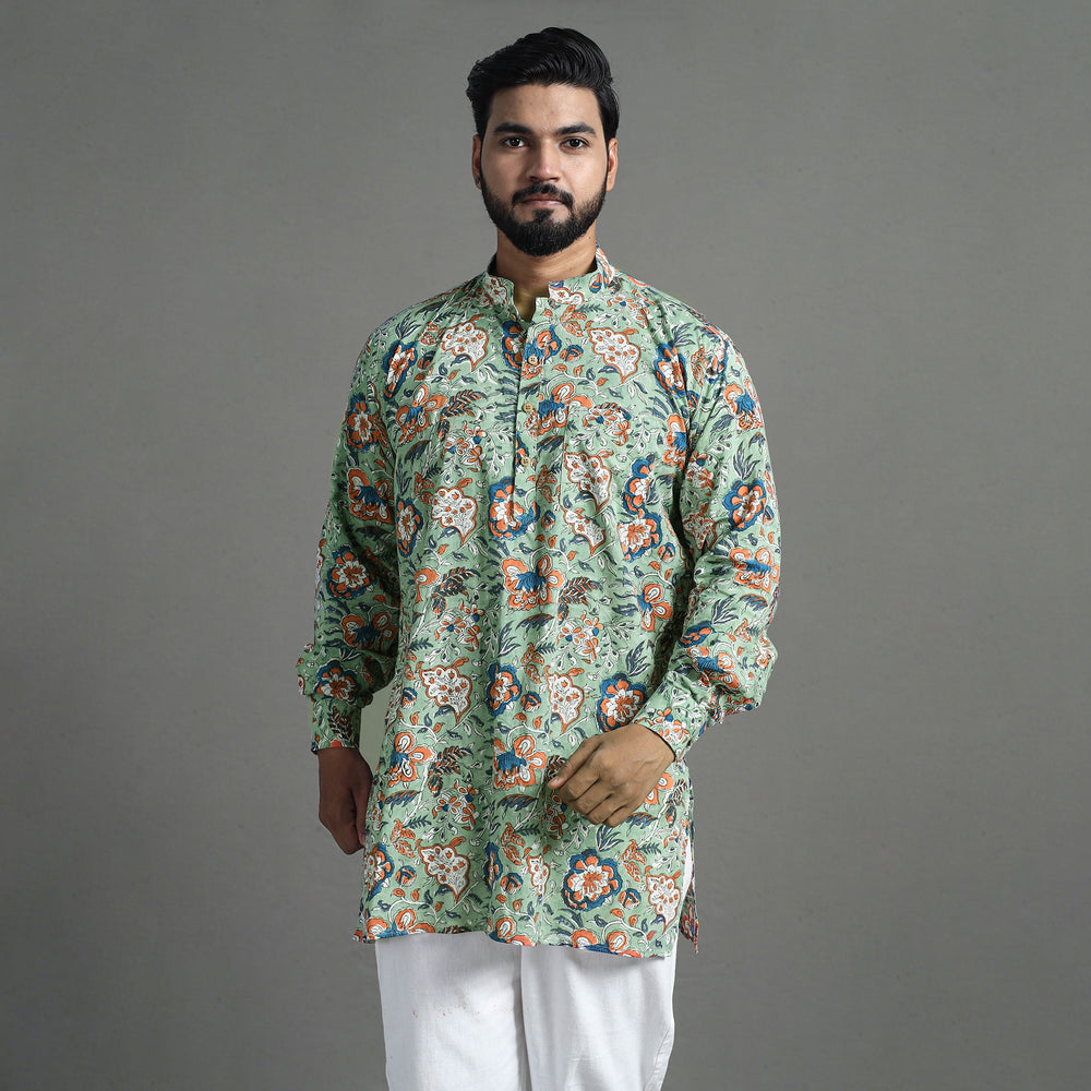 Block Print Cotton Sanganeri Kurta for Men (Short) 03