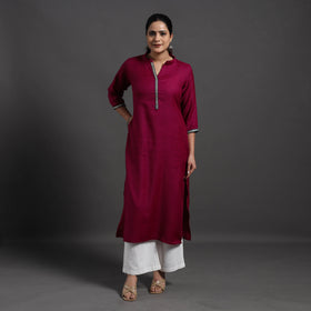 Maroon - Shinat Plain Merino Woolen Kurta