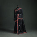 Tagai & Mirror Embroidered Ajrakh Patchwork Pure Mul Cotton Saree with Blouse Piece 16