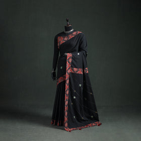 Tagai & Mirror Embroidered Ajrakh Patchwork Pure Mul Cotton Saree with Blouse Piece 16