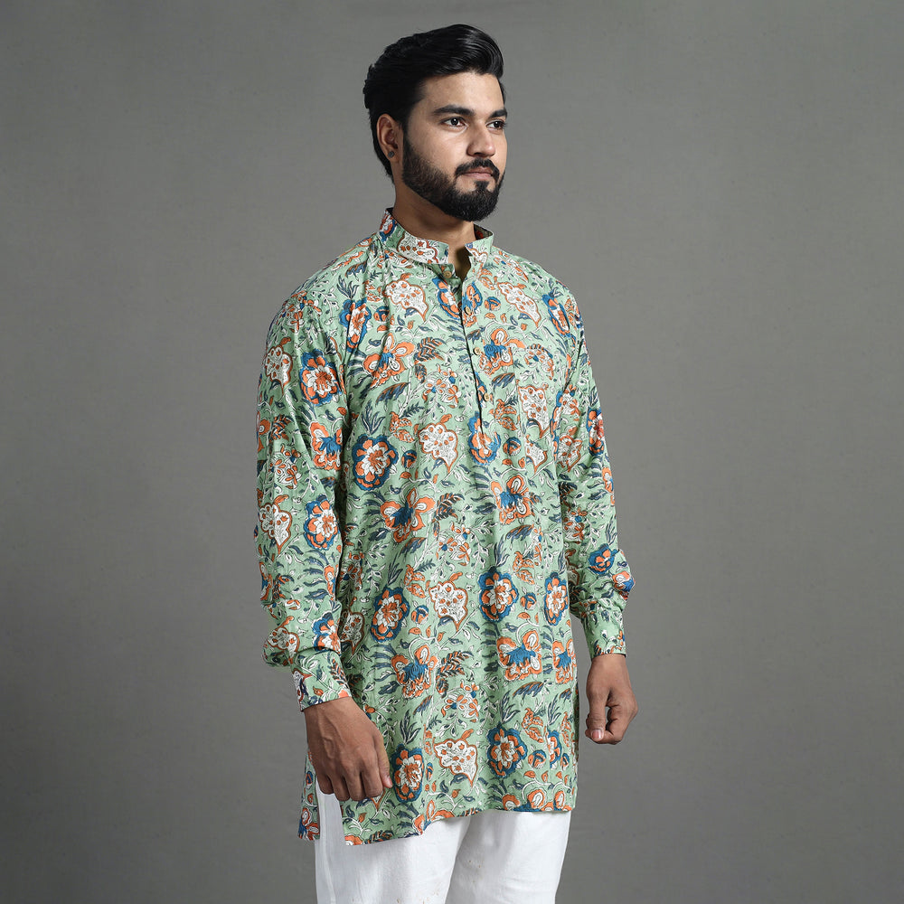 Block Print Cotton Sanganeri Kurta for Men (Short) 03