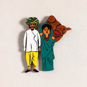 Rajasthani Couple Handpainted Fridge Magnet 35