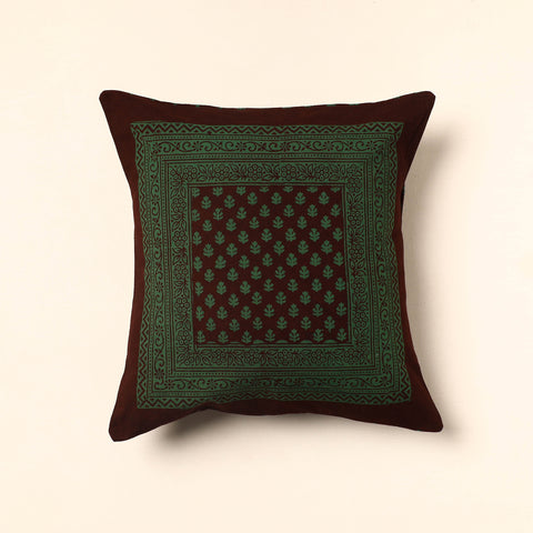 Green - Bagh Block Printed Cotton Cushion Cover (16 x 16 in) 22