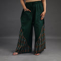 Dark green - kantha hand embroidery palazzo in cotton 03